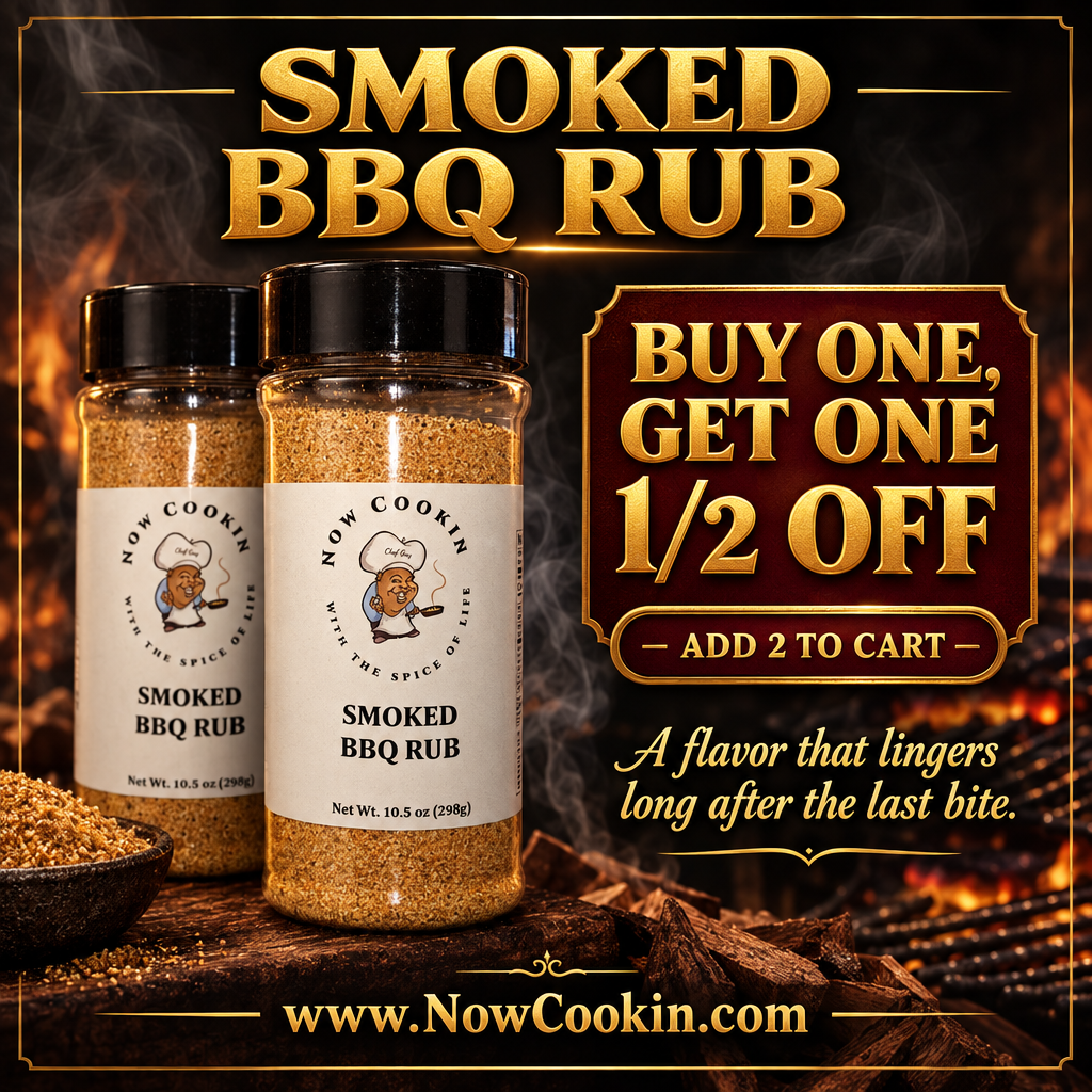 Fancy Now Cookin Smoked BBQ Rub promotional poster