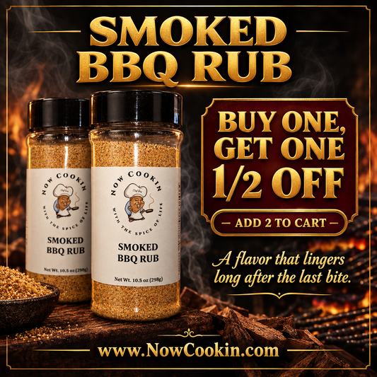 Fancy Now Cookin Smoked BBQ Rub promotional poster