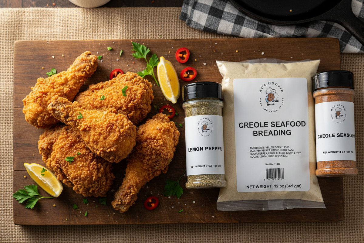 Now Cookin Fried Chicken with Seasonings